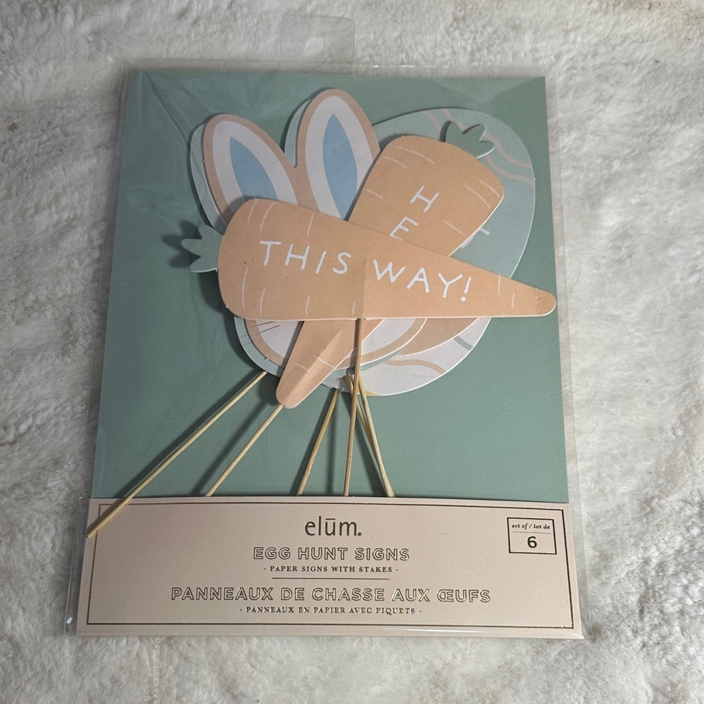 Elum egg hunt paper signs with stakes set of 6